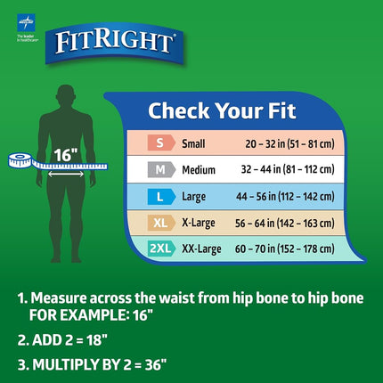 FitRight Ultra Adult Briefs with Tabs, Heavy Absorbency, Large, 48"-58" (Pack of 20)