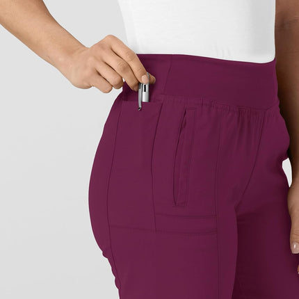 WonderWink Women's Comfort Waist Cargo Jogger Pant, Wine, Small
