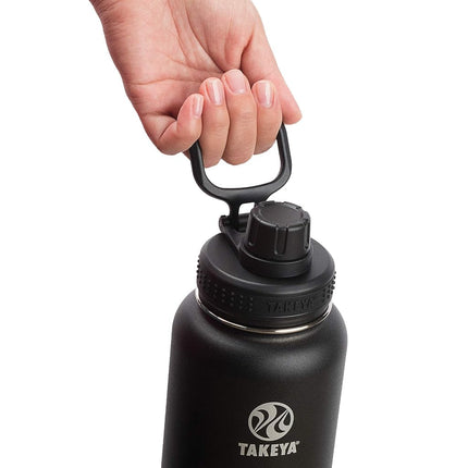 Botella de agua de acero inoxidable aislada Takeya Actives con tapa de boquilla aislada, 1.2 L, Ónix