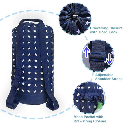 Dalykate Backpack Laundry Bag, Laundry Backpack with Shoulder Straps and Mesh Pocket Durable Nylon Backpack Clothes Hamper Bag with Drawstring Closure for College, Travel, Laundromat, Apartment