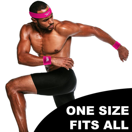 Juego de 3 bandas atléticas unisex – Diadema de 2.25 pulgadas y muñequeras de 3.25 pulgadas con tecnología Stay Dry, tela de rizo que absorbe la humedad | Accesorios de fitness de calidad para una comodidad activa-Reebok