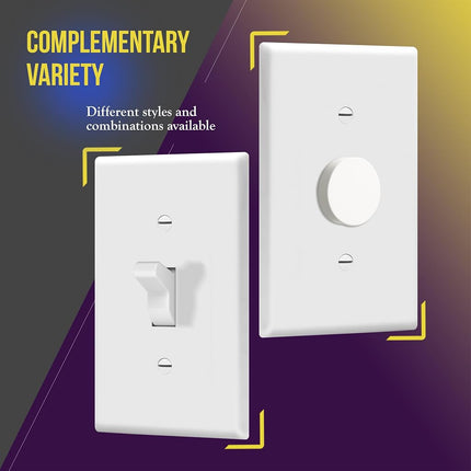 Enerlites 8811M-W-10PCS 1-Gang Toggle Switch Wall Plate, Medium Size, Unbreakable Polycarbonate, White (Pack of 10)