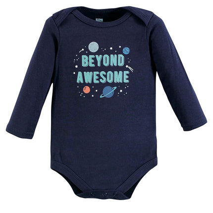 Hudson Baby unisex-baby Cotton Long-sleeve Bodysuits, Space, 3-6 Months