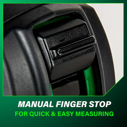 Metabo HPT Measuring Tape, 25' TruRange, Long Reach 17-ft, High Visibility Green Blade, 1/8" Incremental Fractions, Durable Extruded Nylon Coated Steel, Lightweight Design, 115925M