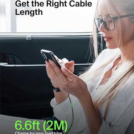 Belkin BoostCharge Braided USB C charger cable, USB-C to USB-A cable, USB type C charging cable for iPhone 16, 15, Samsung Galaxy S24, S23, Pixel, iPad, MacBook, Nintendo Switch and more - 2m, Black