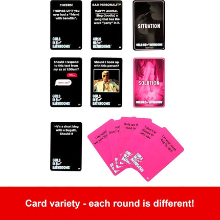 Mattel Games Girls in Bar Bathrooms Adult Party Game for Girls and Bachelorette Parties for 3 or More Players for a Hilarious Game Night of Memories