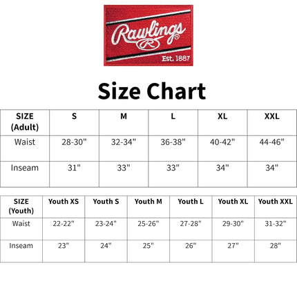 Rawlings Men's Launch Series Baseball Pants | Full Length Semi-Relaxed Fit | Adult Sizes | Solid | Multiple Options, Black, Small