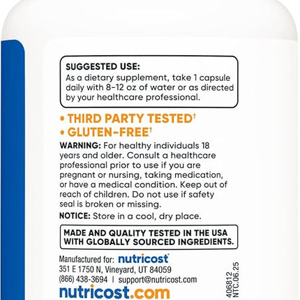 Nutricost Zinc Carnosine 86mg, 120 Capsules - Non-GMO, Gluten Free, Zinc L-Carnosine Supplement