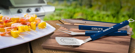YouTheFan NFL Indianapolis Colts Spirit Series Lot de 3 ustensiles de barbecue en acier inoxydable, 55,9 x 22,9 cm