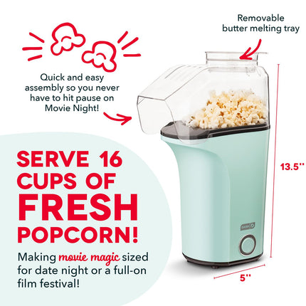 Disney Dash Fresh Pop Popcorn Maker - Oil-Free, Air Popcorn Popper - With Measuring Cup & Recipe Guide - Perfect for Movie Nights - 16 Cups, Moana