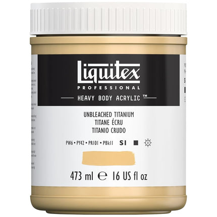 Pintura acrílica de cuerpo pesado profesional Liquitex, bote de 473 ml (16 oz), titanio sin blanquear