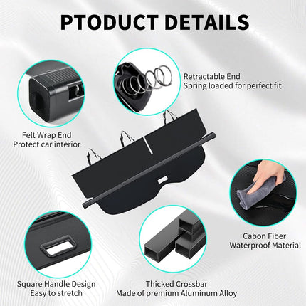 Cargo Cover for Jeep Grand Cherokee Accessories 2011-2021, Retractable Trunk Cover Luggage Security Shade Anti-Peeping Privacy Screen with Carbon Fiber Texture, Car Accessories for Jeep Grand Cherokee