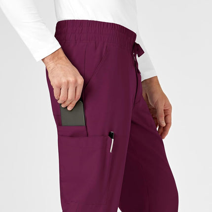 WonderWink Men's Cargo Jogger Pant, Wine, Medium