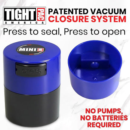 Tightpac America Minivac 1-Ounce Vacuum Sealed Dry Goods Storage Container, Black Body/Dark Blue Cap (TV1-SDB)