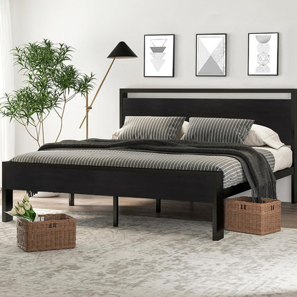 SHA CERLIN 14 Inch King Size Metal Platform Bed Fr
