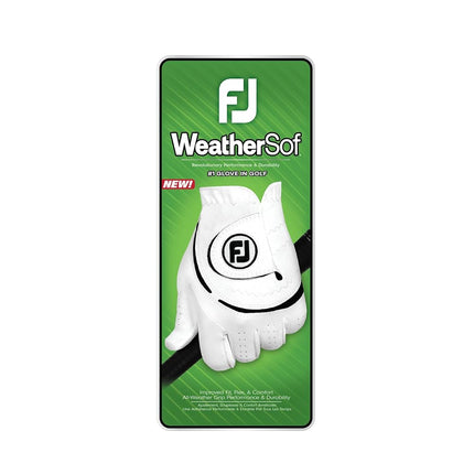 Guante de golf FootJoy WeatherSof para hombre, blanco, talla L, para usar en la mano izquierda