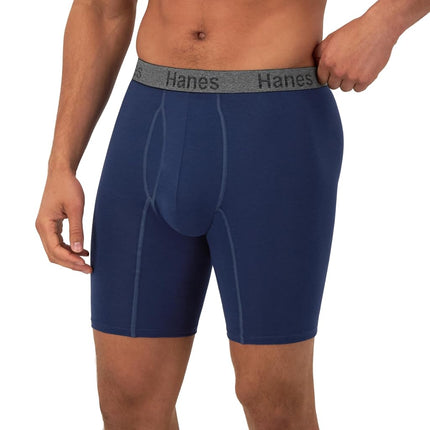 Hanes Men's Comfort Flex Fit Ultra Soft Long Leg 3-pack Boxer Briefs, Long Leg Assorted - 3 Pack, L UK