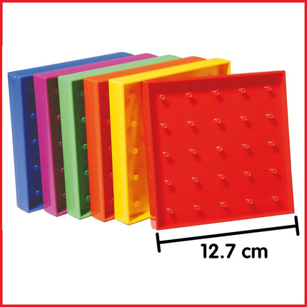 edxeducation Double-Sided Geoboard Set, Set of 6 with Rubber Bands