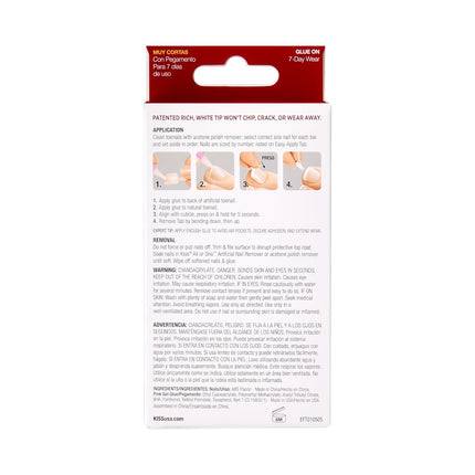 KISS Everlasting, Press On Toenails, Nail Glue Included, 'Limitless', French, Short Size, Squoval Shape, Includes 24 Nails, 2g Glue, 1 Manicure Stick, 1 Mini file
