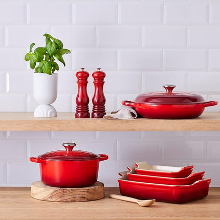 Fuente rectangular Le Creuset Heritage, cerámica de gres, 26 cm, 2,4 litros, color cereza, 71102260600001