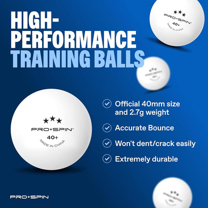 PRO-SPIN Table Tennis Bat Set – with Table Tennis Net for Any Table, Table Tennis Balls 3 Stars, Bag/Cover, Extendable Mobile Table Tennis Net (Blue, Purple, Set for 2 Players)