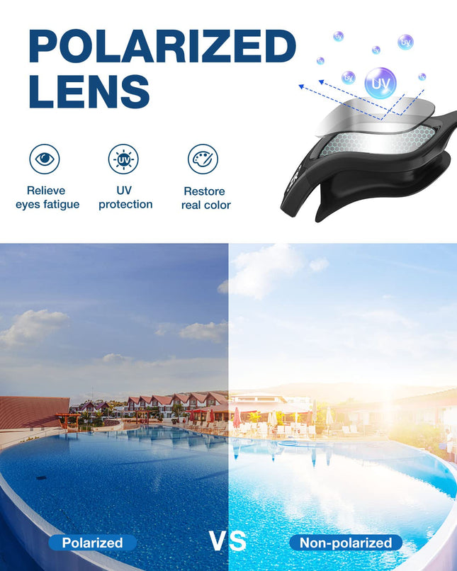 ZIONOR Lunettes de natation G1, Lunettes de Natation Polarisées Grand Angle avec Protection UV Étanches Anti-buée Verres Miroir/Fumée Sangle Réglable Confort pour Adultes Hommes Femmes Juniors - Nage en Eau Libre/Intérieur