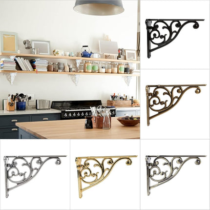 Shelf Brackets 8 Inch 4PCS Heavy Duty White Wall Bracket Baroque Kitchen Decorative Rack Shelves, Including All Hardware. (4, White)
