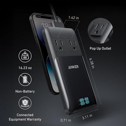 Anker Prime 6-in-1 USB C Charging Station, 140W Compact Power Strip for Work and Travel, 5 ft Detachable Extension Cord with 6 Ports, for iPhone 15/15 Plus/15 Pro/15 Pro Max(Non-Battery, Non-Wireless)