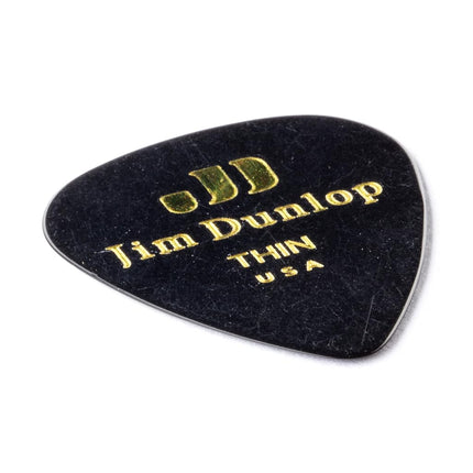 Dunlop 483R03TH Genuine Celluloid, Black, Thin, 72/Bag