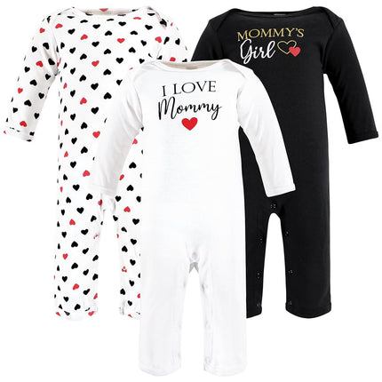 Hudson Baby baby-girls Cotton Coveralls, Girl Mommy Red Black, 3-6 Months