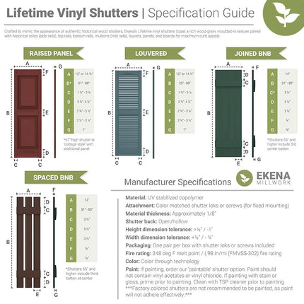 Ekena Millwork LVSL0008CB 3" Lifetime Vinyl Shutter-Lok's, Classic Blue (8/Bag)