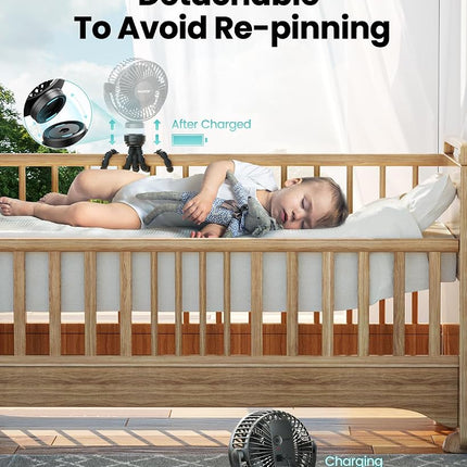 gaiatop Mini Portable Stroller Fan, Small Clip on Fan 3 Speed Rechargeable