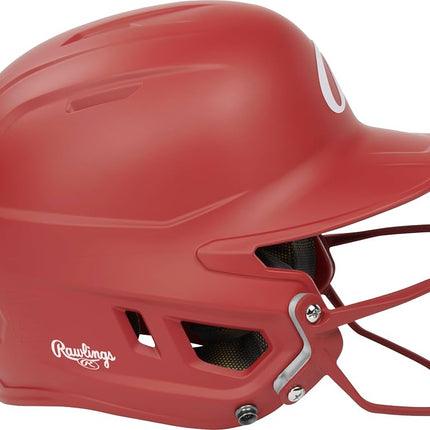 Rawlings | Casco de bateo de sóftbol MACH HI-VIZ | Protector facial adjunto | Escarlata | Senior - 6 7/8" - 7 5/8"