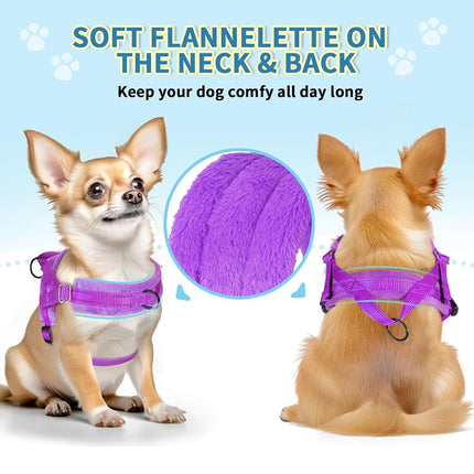 Lukovee Dog Leashes for Small Dogs, Lightweight Soft Small Dog Harness Neck & Chest Adjustable, Reflective Harness Anti-Twis Puppy Harness Vest Harness (Meduim, Purple)