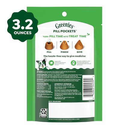 GREENIES Pill Pockets Tablet Size Natural Dog Treats Chicken Flavor, 3.2 oz. Pack (30 Treats)