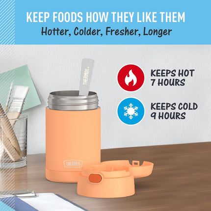 THERMOS FUNTAINER Food Jar with Spoon, 16oz, Neon Orange