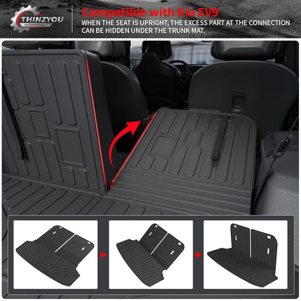 Thinzyou Trunk Mat with Backrest Mat for 2024 2025 2026 Kia EV9 6&7 Seats