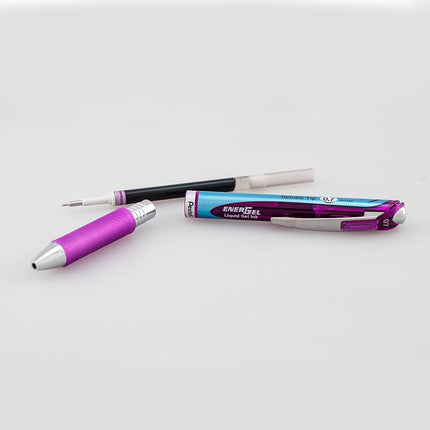 Pentel Gel Ink Pen, EnerGel RTX Retractable Gel Pen, 0.7mm, Needle Tip, Violet Ink, 2 Pack (BLN77BP2V)