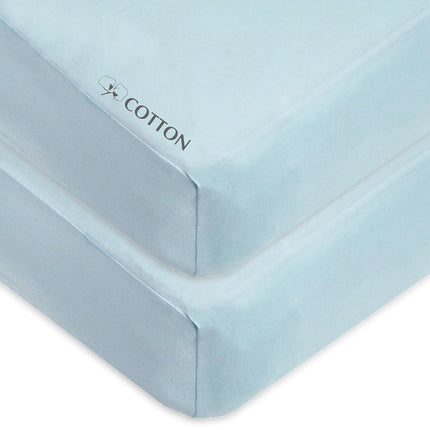 American Baby Company 2 Pack 100% Cotton Value Jersey Knit Fitted Crib Sheet for Standard Crib and Toddler Mattresses, Blue, for Boys and Girls