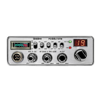 Uniden PC68LTXFM Professional 40-Channel CB Radio with Dual-Mode AM/FM, Integrated SWR Meter, PA/CB Function, Hi Cut, RF/Mic Gain Control, and Instant Channel 9