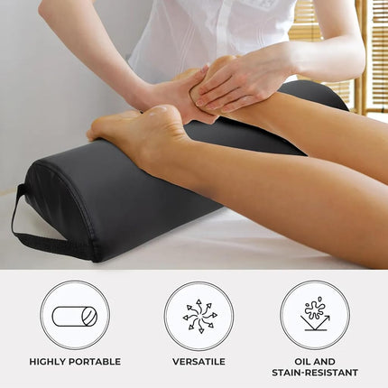 ForPro Premium Jumbo Half-Round Bolster Pillow for Massage and Yoga, Oil and Stain-Resistant, 9”W x 4.5" H x 26”L, Black, Black, 9” W x 4.5" H x 26” L