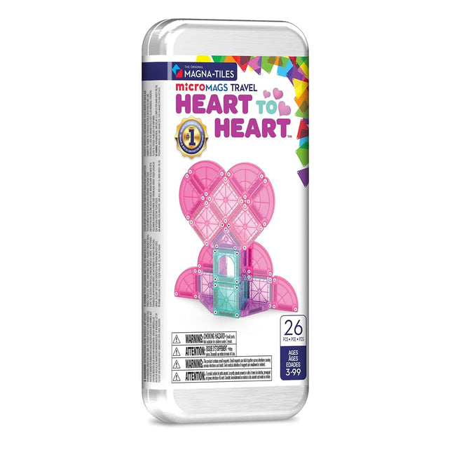 Magna-Tiles microMAGS 26-Piece Heart to Heart Travel Set, The Original Magnetic Building Brand