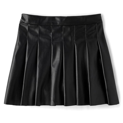The Children's Place Pull on Dress Skirts Girls Skirt, Black Faux Leather, CH