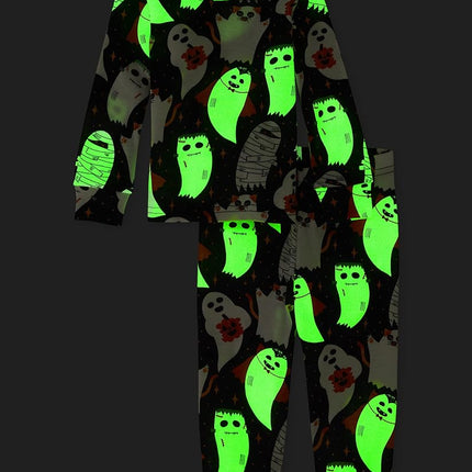 The Children's Place,Family Matching Christmas Holiday Pajamas Sets, Snug Fit 100% Cotton, Adult, Big Kid, Toddler, Baby,Baby & Toddler - PJ Set,HLWN BLK Ghost,3-6 Months
