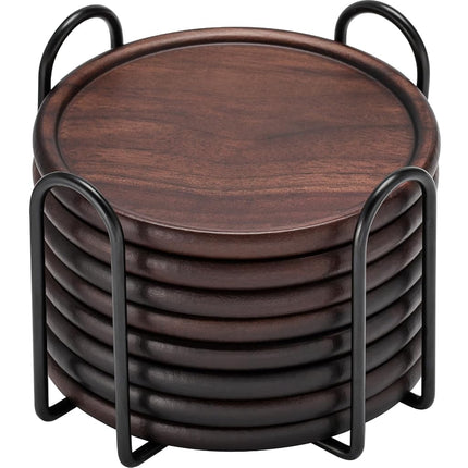 Wood Coasters with Metal Holder, GOH DODD Set of 8