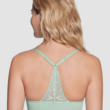 True & Co Women's Lace Racerback Adjustable Strap Bralette, Jadeite, M