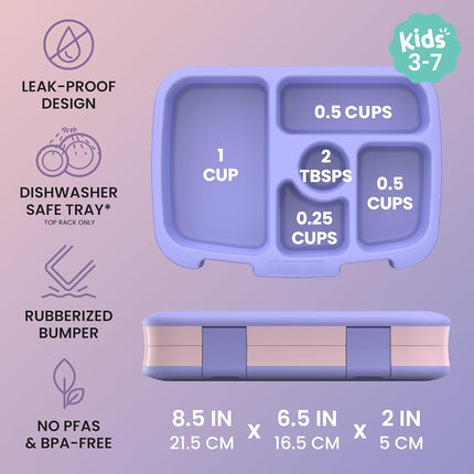 Bentgo® Kids Prints Leak-Proof, 5-Compartment Bento-Style Kids Lunch Box - Ideal Portion Sizes for Ages 3 to 7 - BPA-Free, Dishwasher Safe, Food-Safe Materials (Carousel Unicorns)