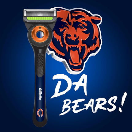 Gillette Labs Special NFL Bears Edition Shaving Razor for Men - 1 Handle, 4 Razor Blade Refills & Magnetic Stand, Perfect for Game Day Grooming, GilletteLabs with Exfoliating Bar