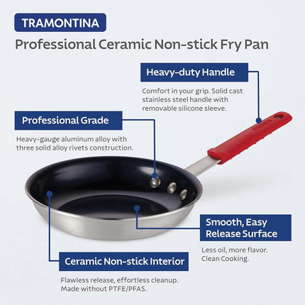 Tramontina Ceramic Nonstick Restaraunt Fry Pan, 14 Inch, Black, Professional Series, Dishwasher and Oven Safe, 80114/062DS
