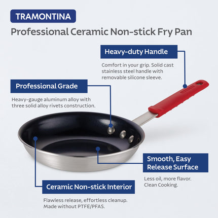Tramontina Ceramic Nonstick Restaraunt Fry Pan, 10 Inch, Black, Professional Series, Dishwasher and Oven Safe, 80114/060DS